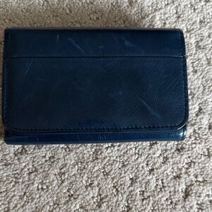 HOBO Navy Blue Leather Wallet